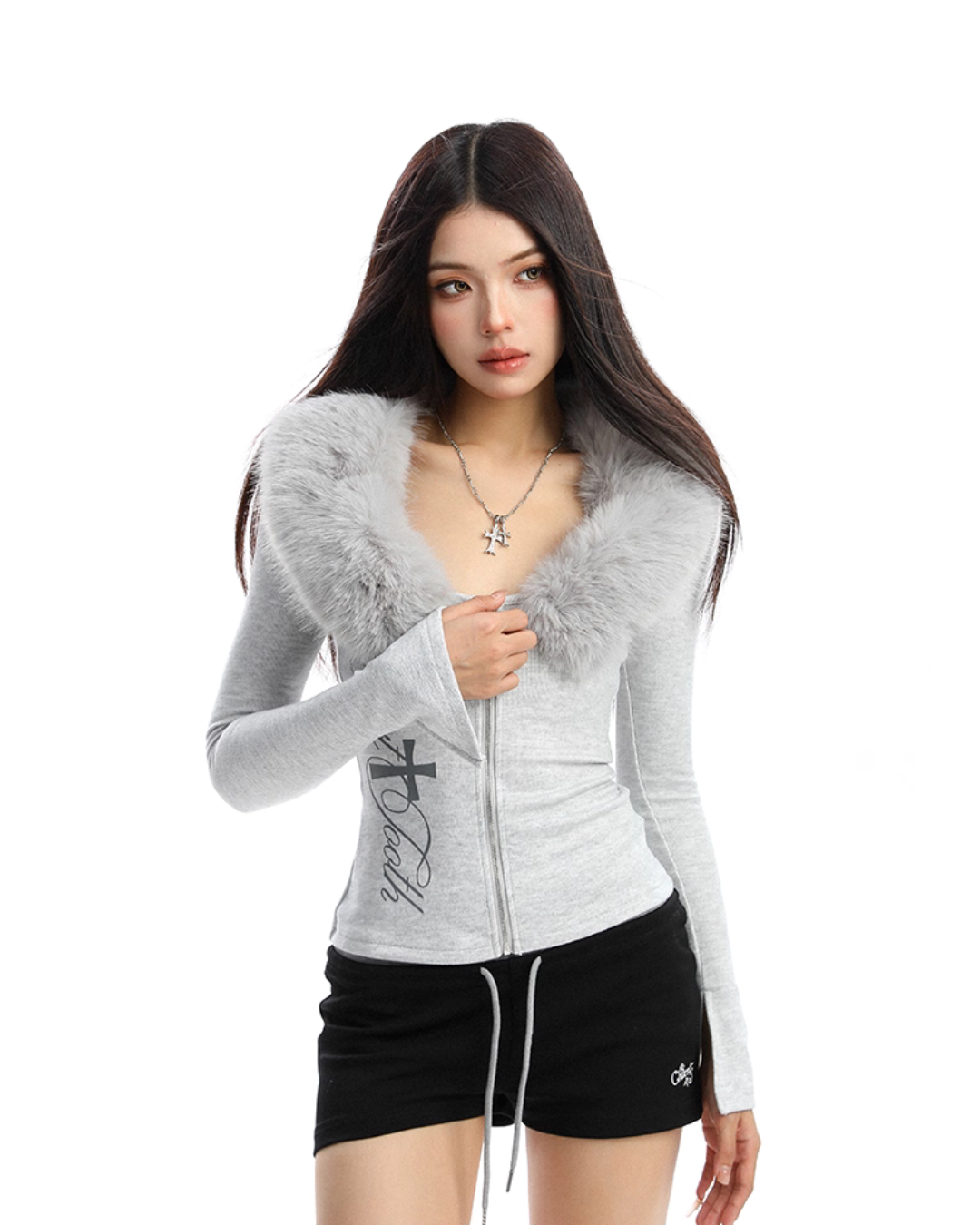 Fur Design Zip Knit BGS0038