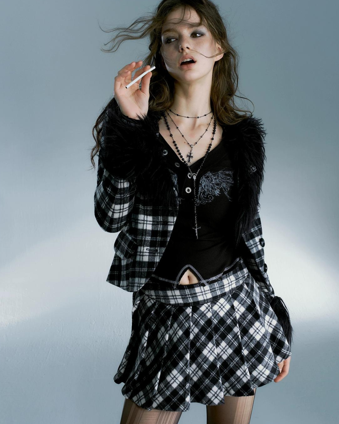 Punk Plaid Jacket＆Pleated Skirt SAP0011