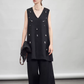 V-Neck Linen Sleeveless / Straight Linen Wide Pants TEO0012