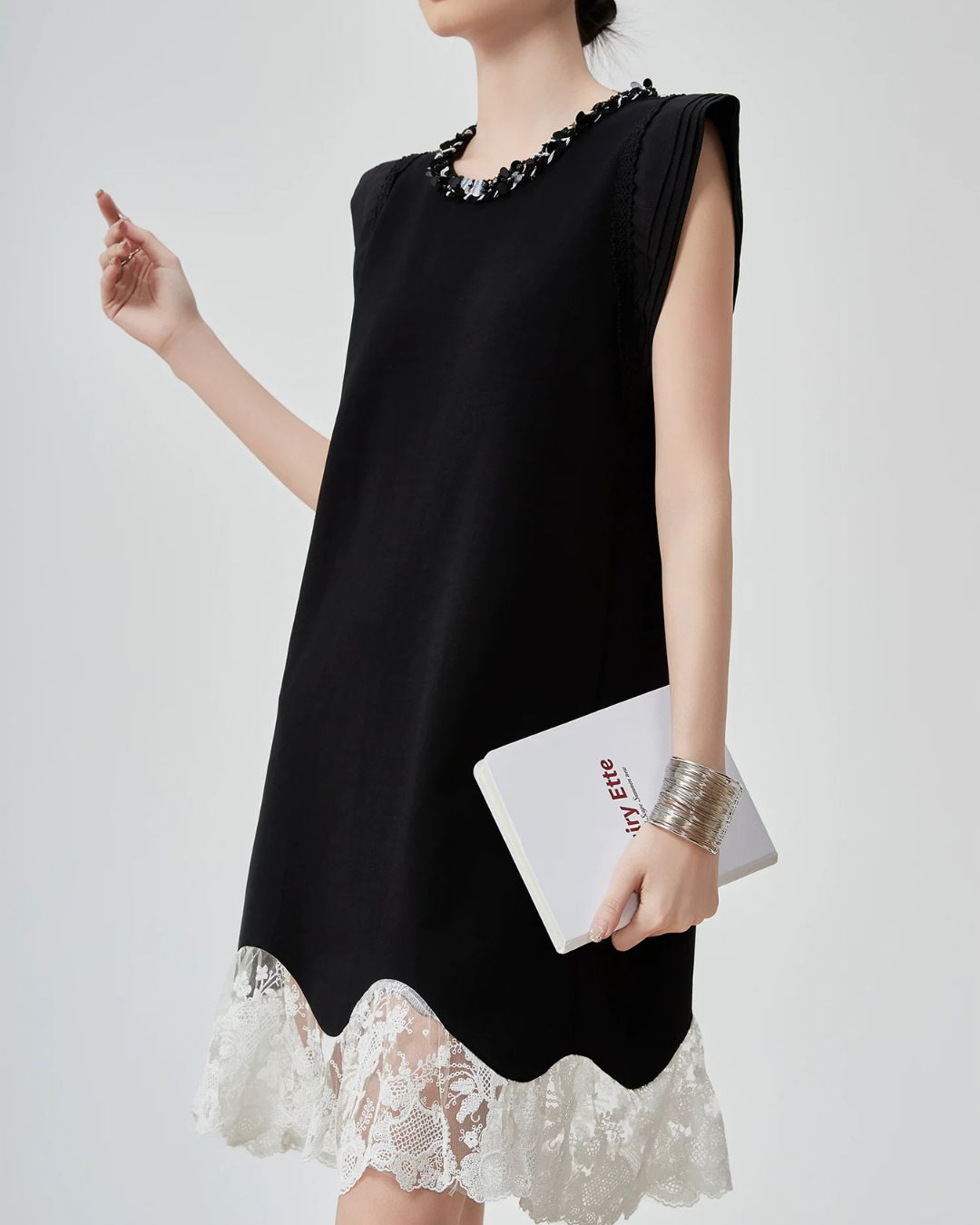 Lace Switching Asymmetry Dress FER0139