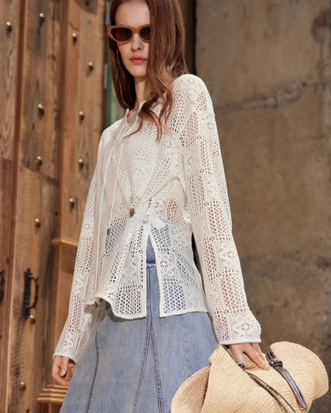 Lace Up Knit Top ELE0012