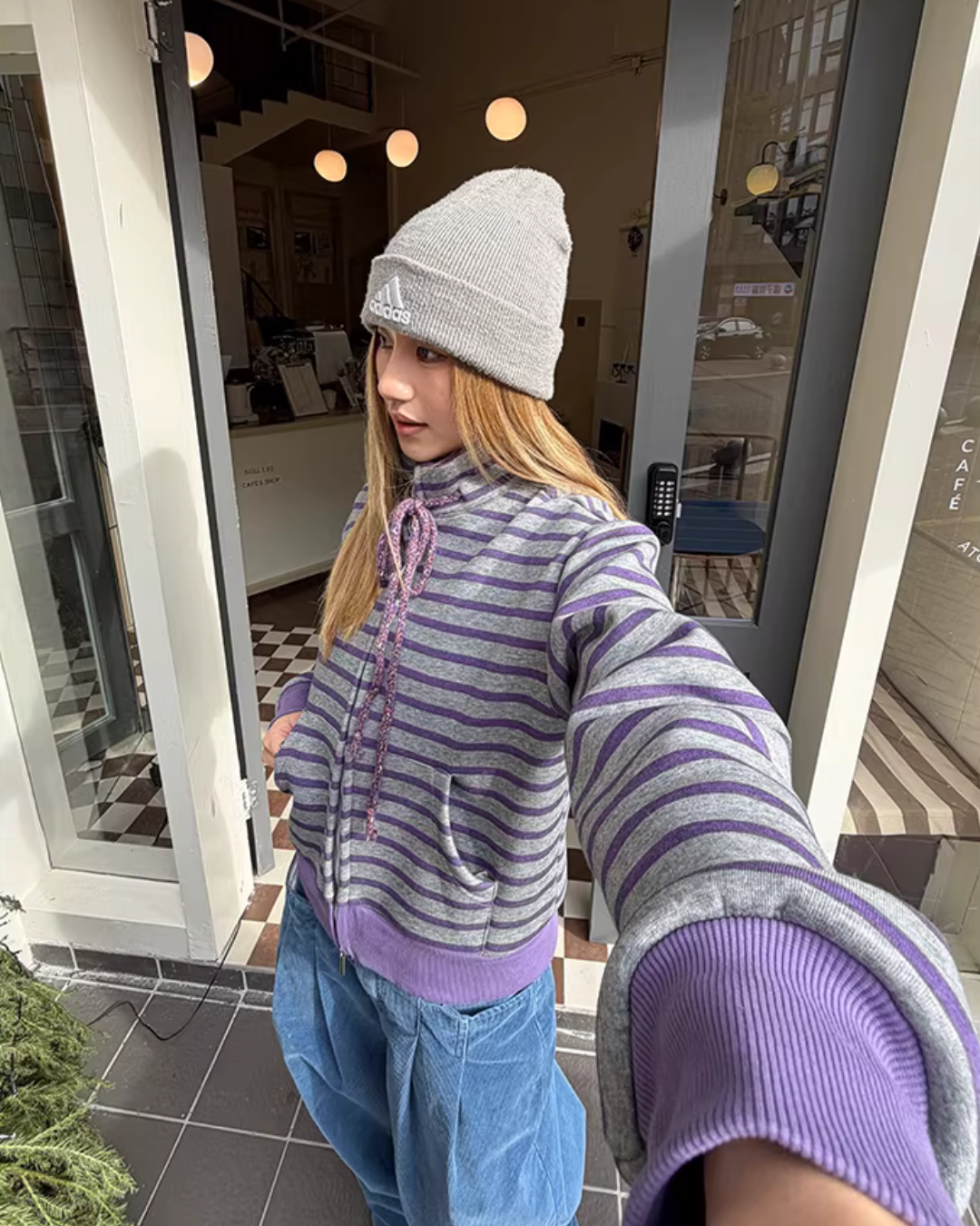 Striped Fleece Stand Collar Hoodie CYE0096