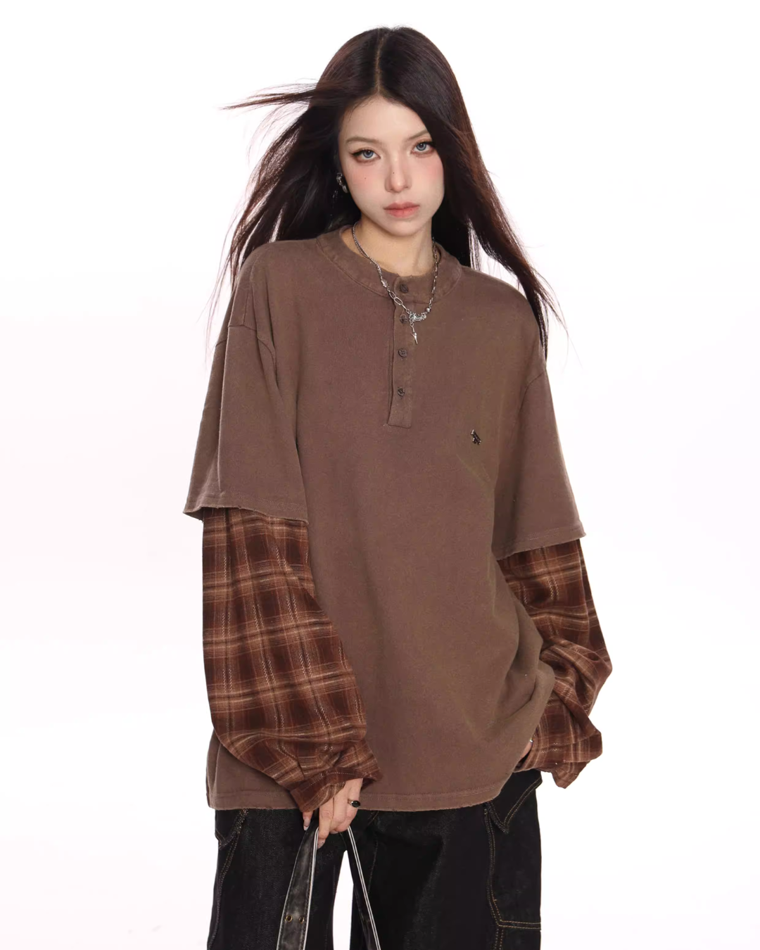 Plaid Two-Piece Long Sleeve T-Shirt BGS0046