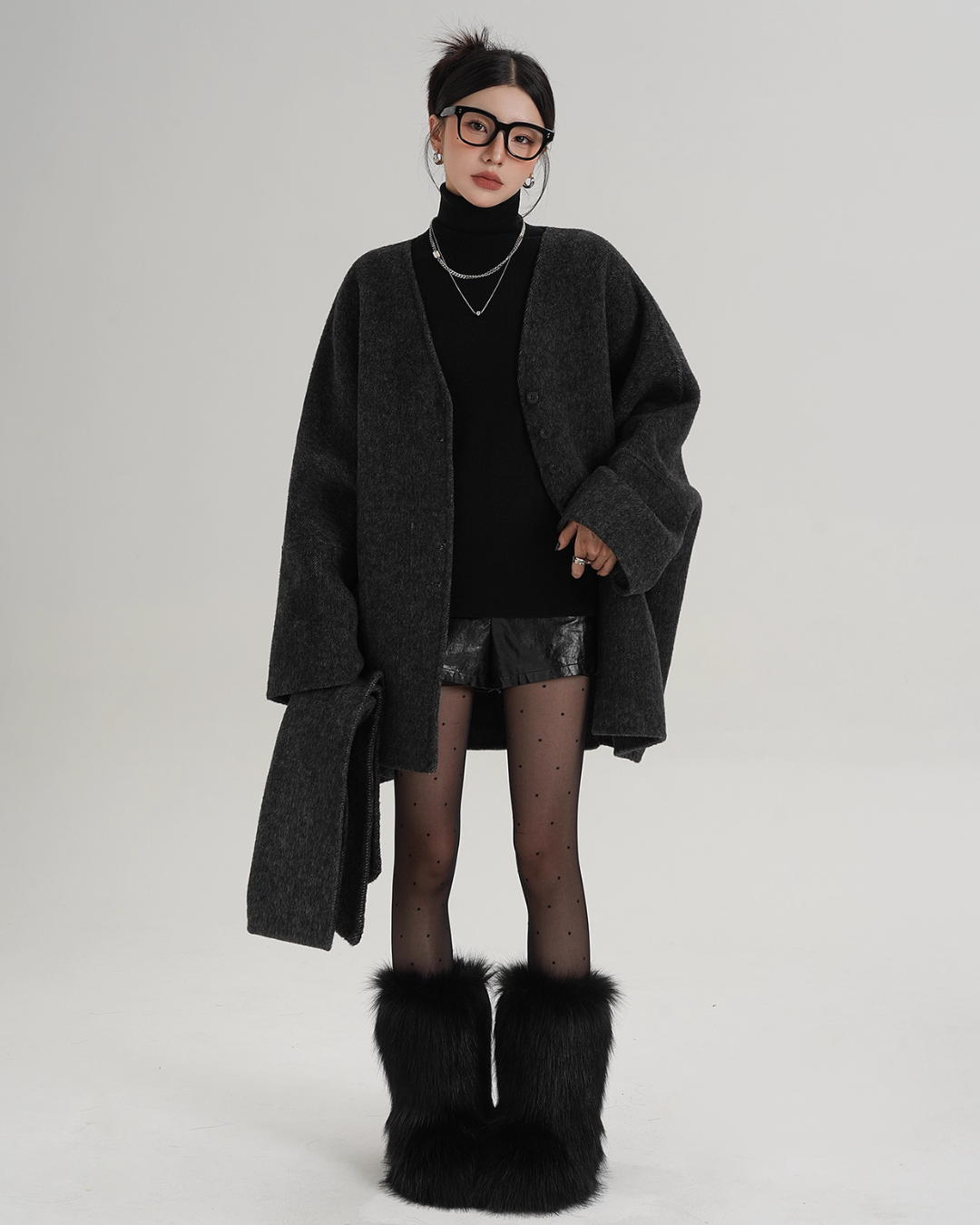 Collarless Wool Coat SRS0367