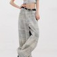 News Paper Print Wide Pants KNH0005