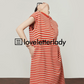 Polo Neck Orange Striped Dress LLA0413