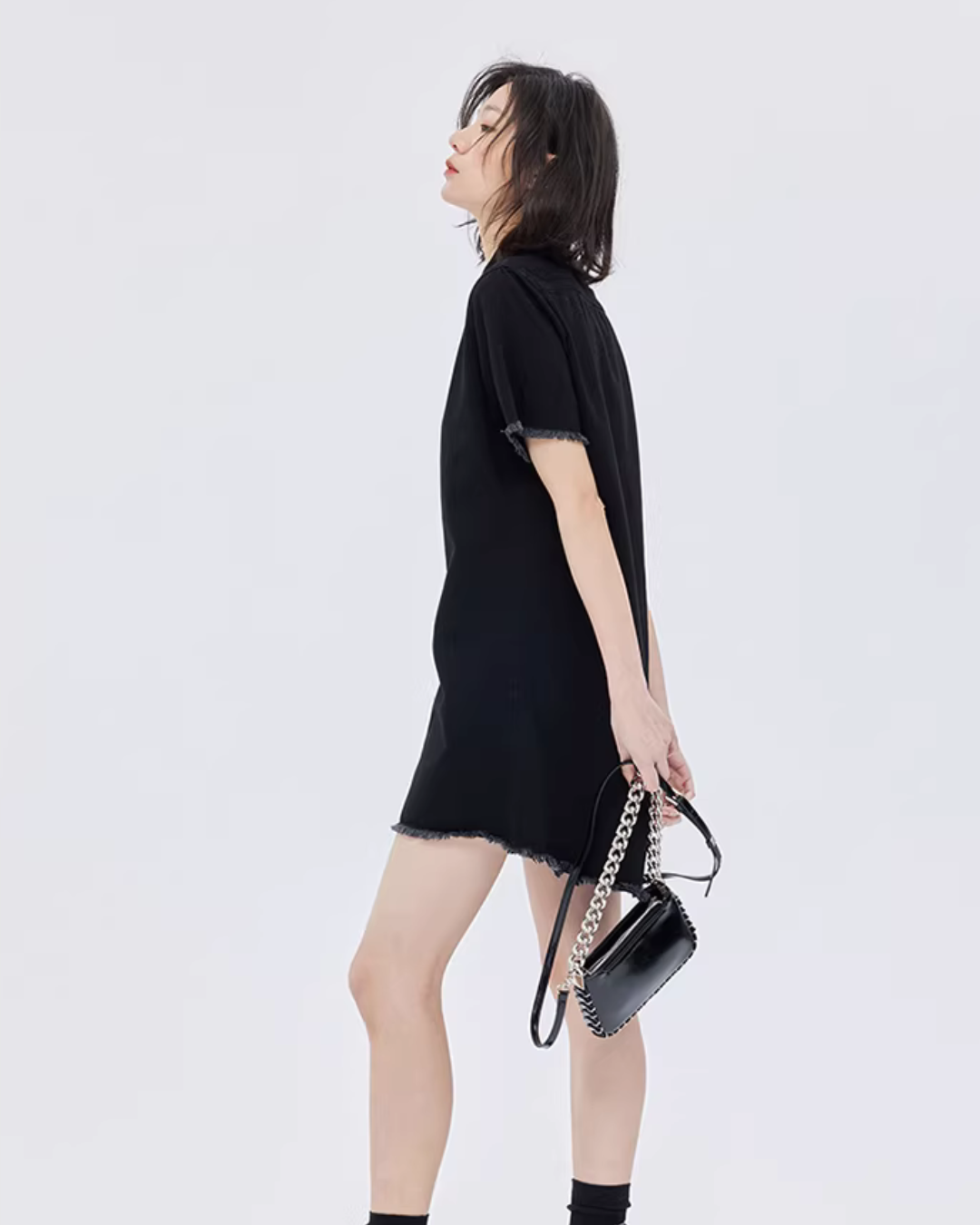 Polo Collar Embroidered Shirt Dress SHN0005