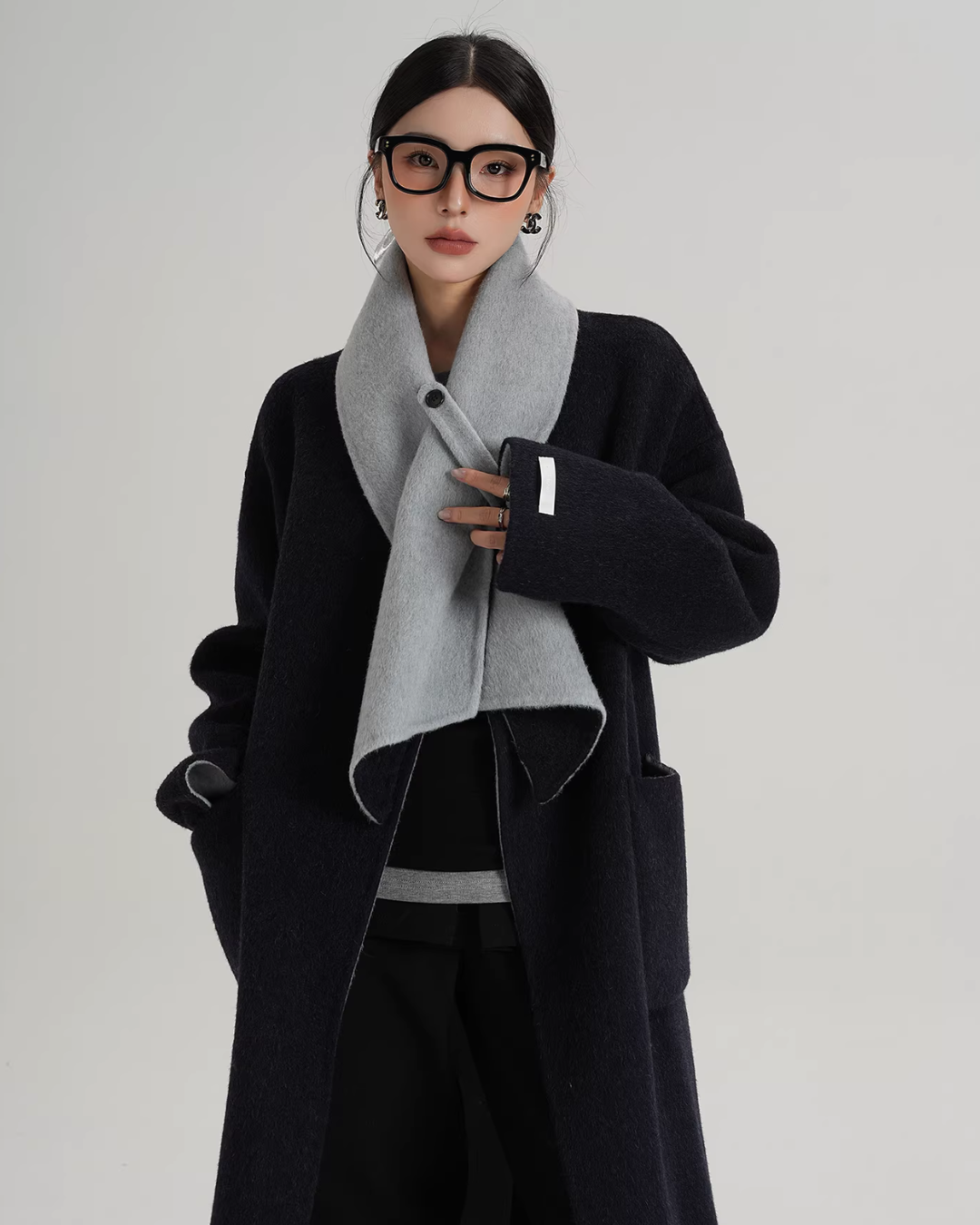 Scarf Collarless Coat SRS0412