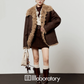 Faux Mouton Coat / Leopard Print Mini Skirt LLA0557