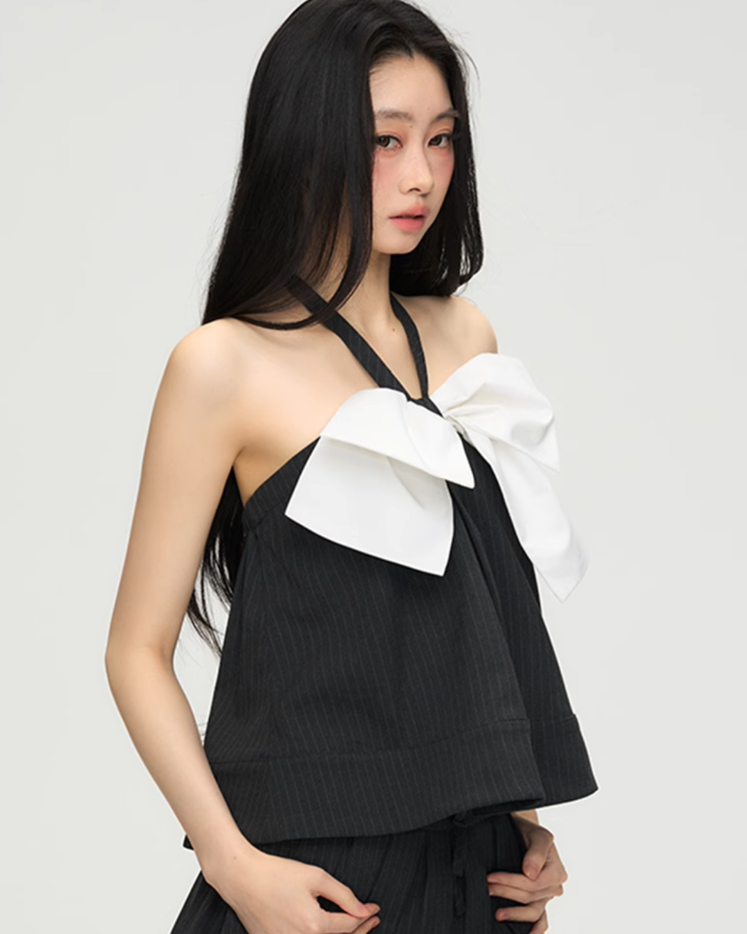 White Ribbon Halterneck Camisole PUC0019