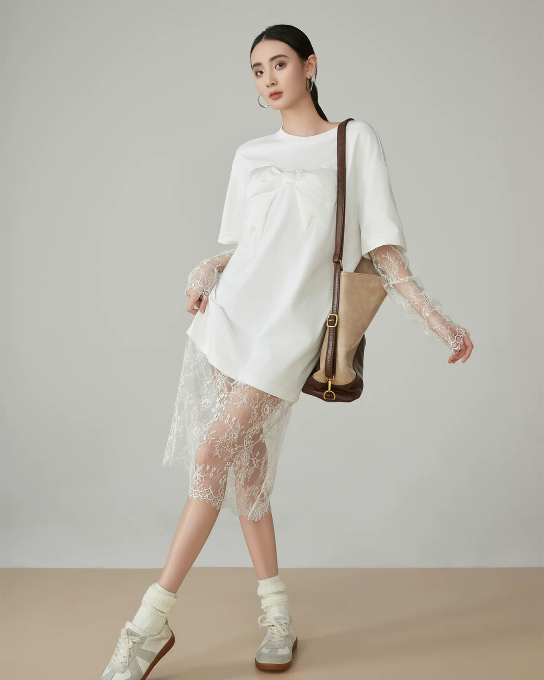 Lace Docking T-Shirt Dress FER0150