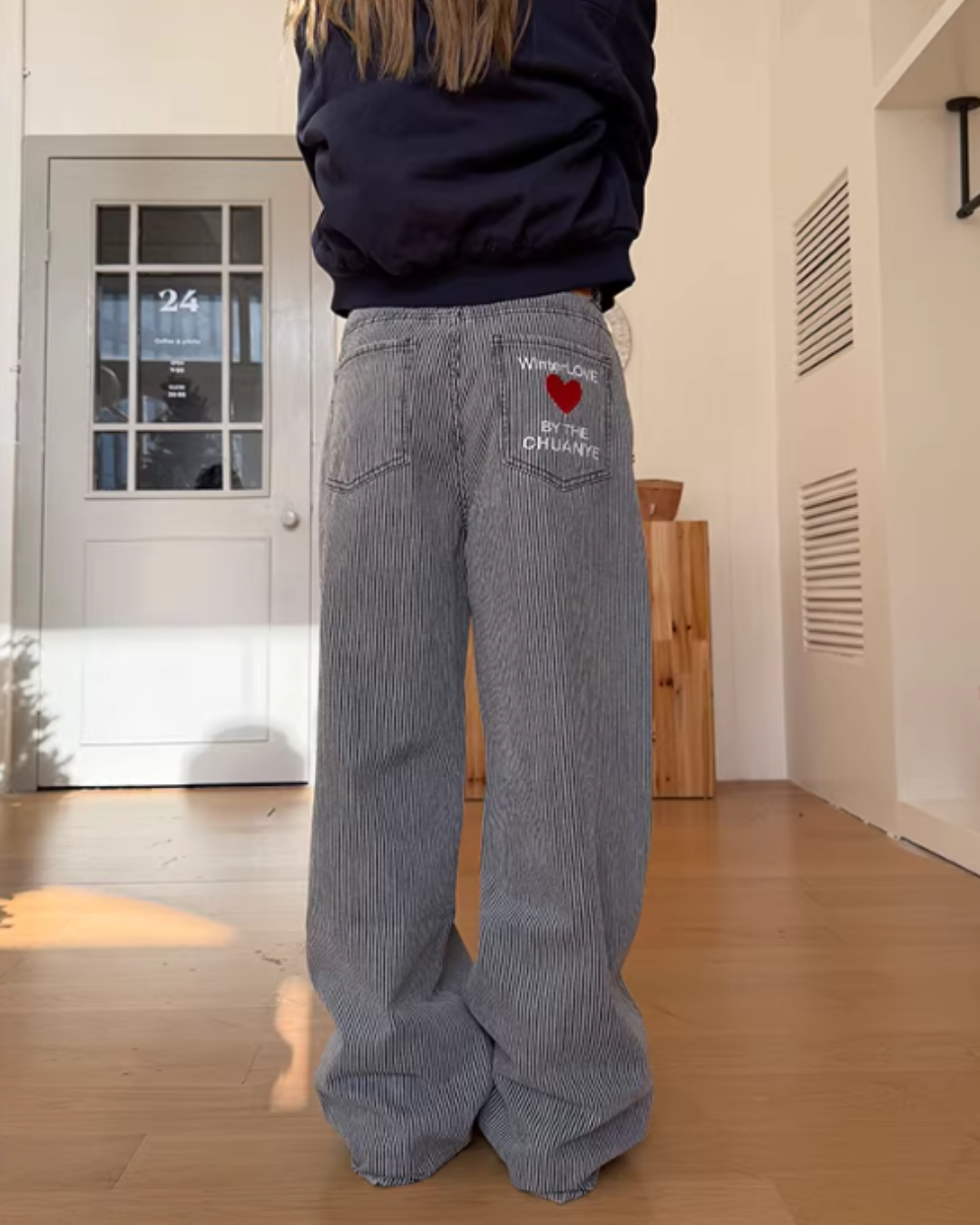 Pinstripe Wide Denim Pants CYE0100