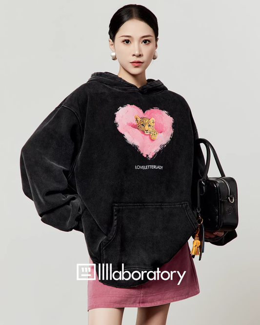 Heart Tiger Retro Hoodie / Pink Mini Skirt LLA0594