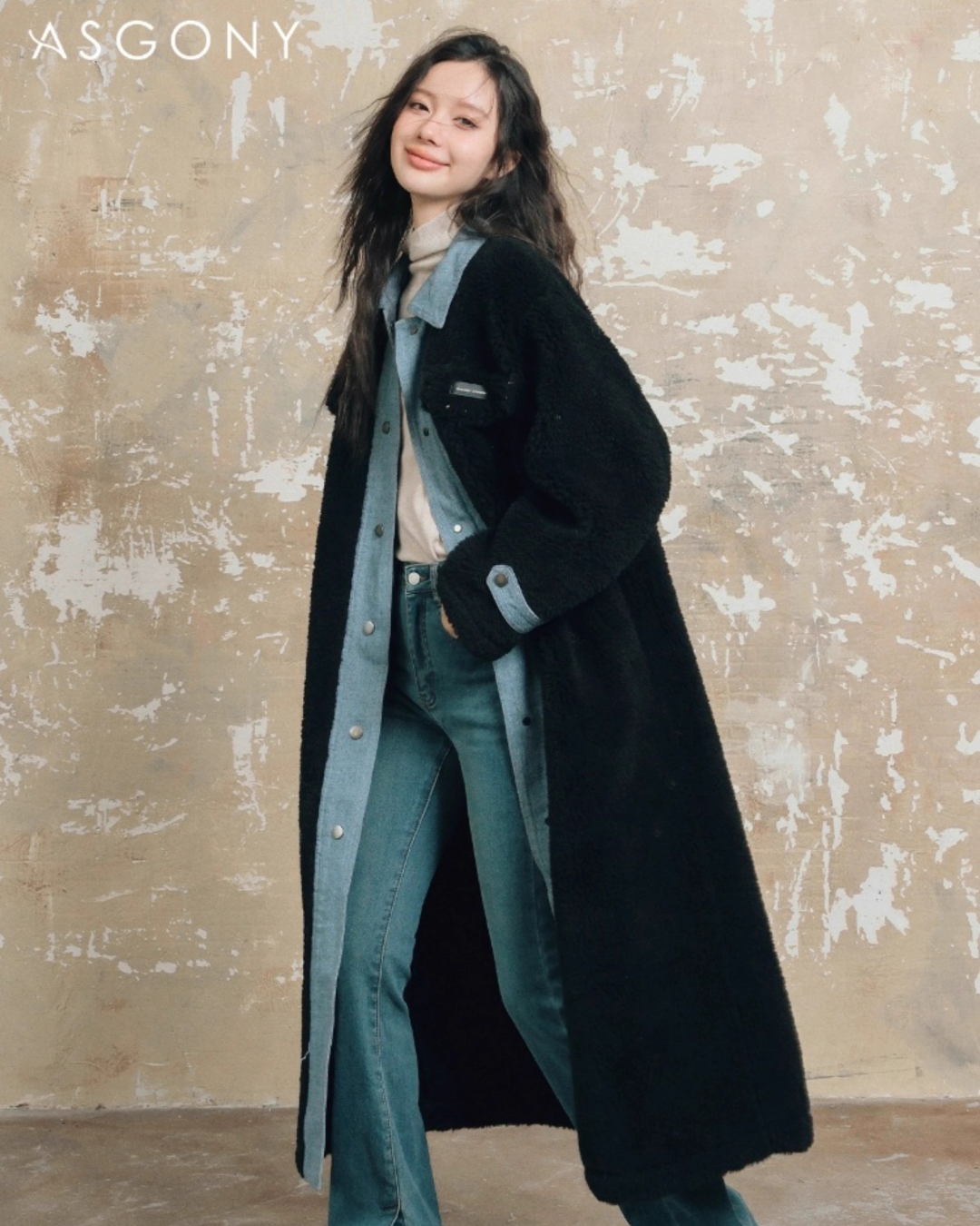 Denim Shearling Casual Coat  ASG0050