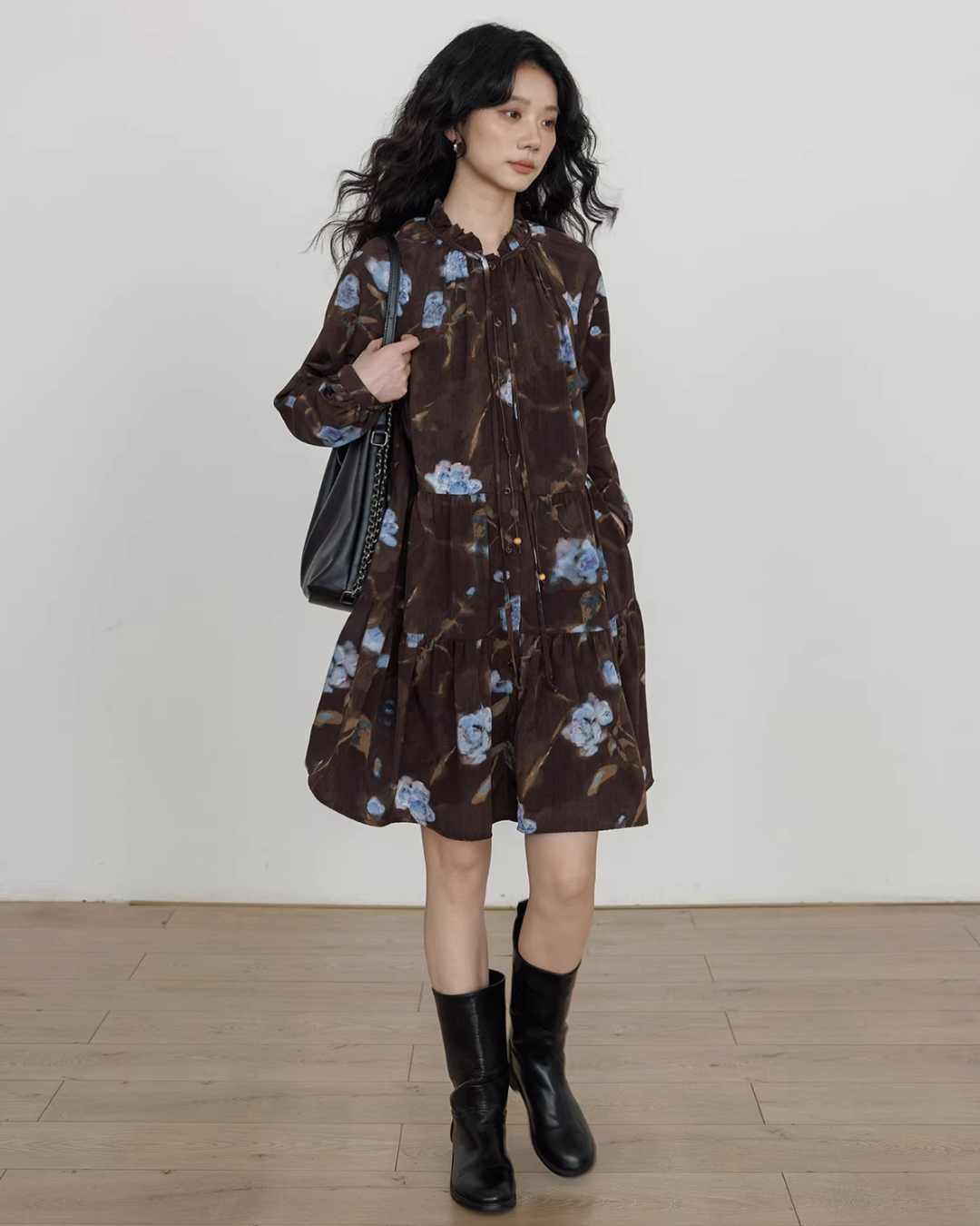 Retro Flower Print Dress VAS0184