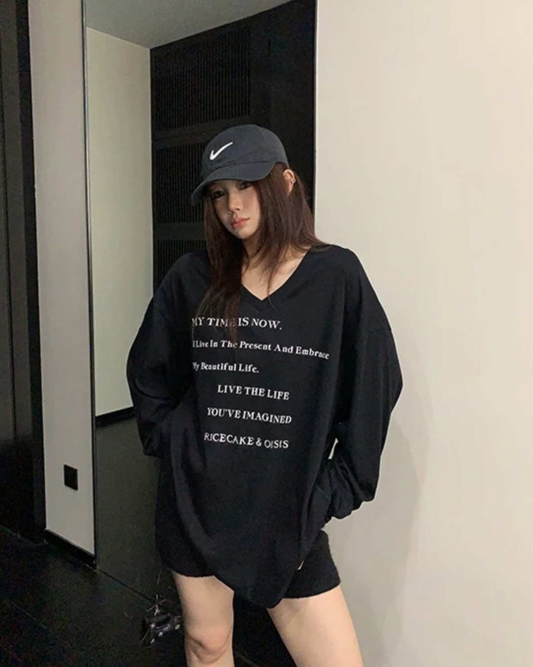 V-Neck Print Long Sleeve T-Shirt  YLS1044