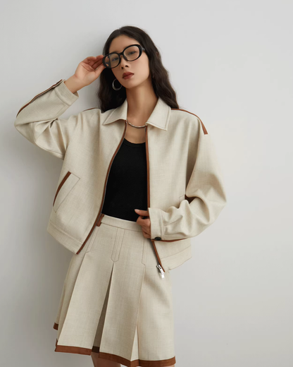Color-Blocked Line Zip Jacket / Line Mini Skirt  SUY0032