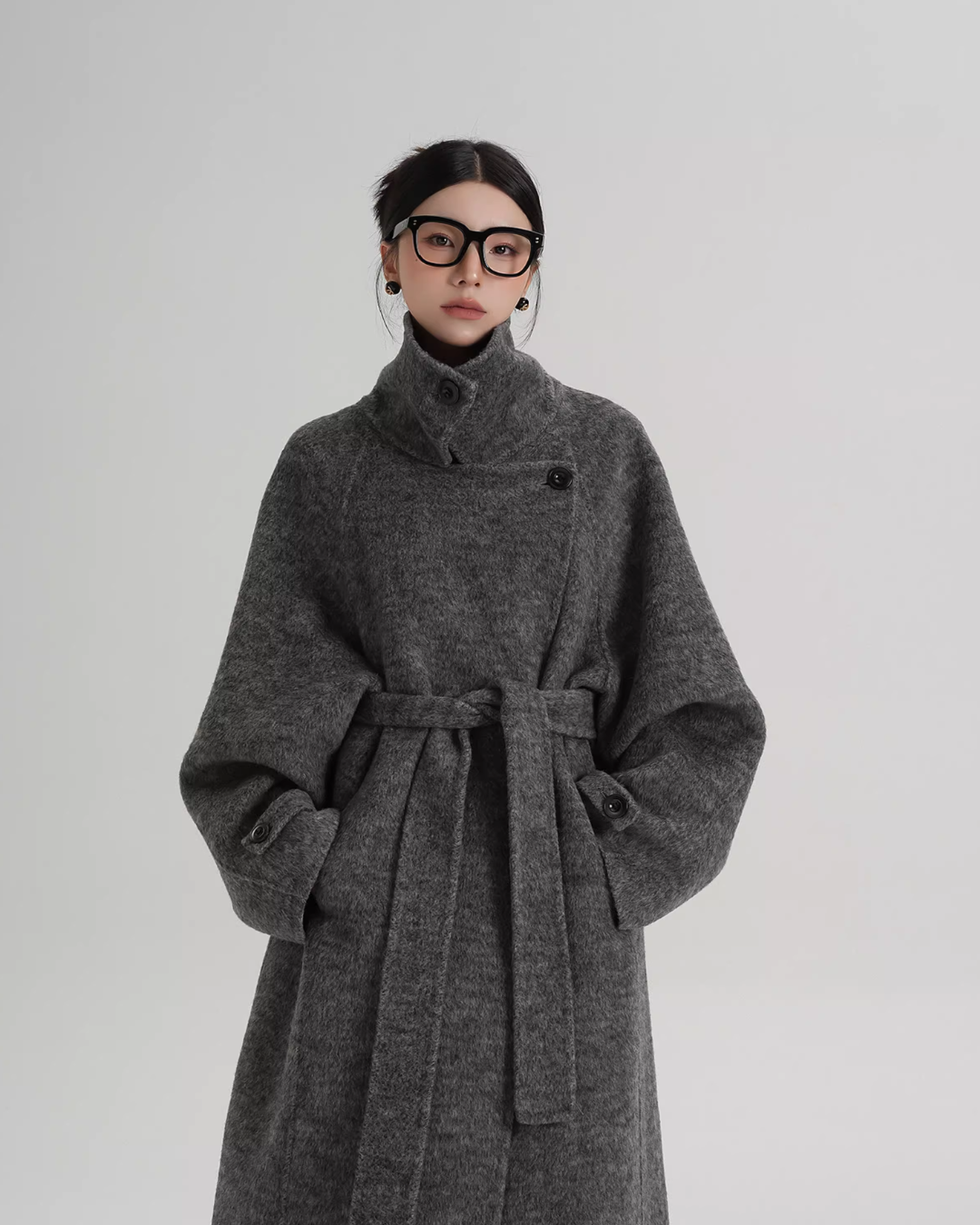 Stand Collar Long Loose Wool Coat SRS0361