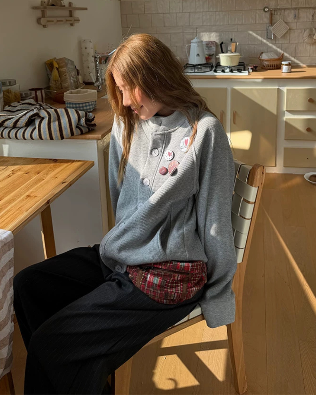 Waffle Badge Fleece-Lined Hoodie CYE0104