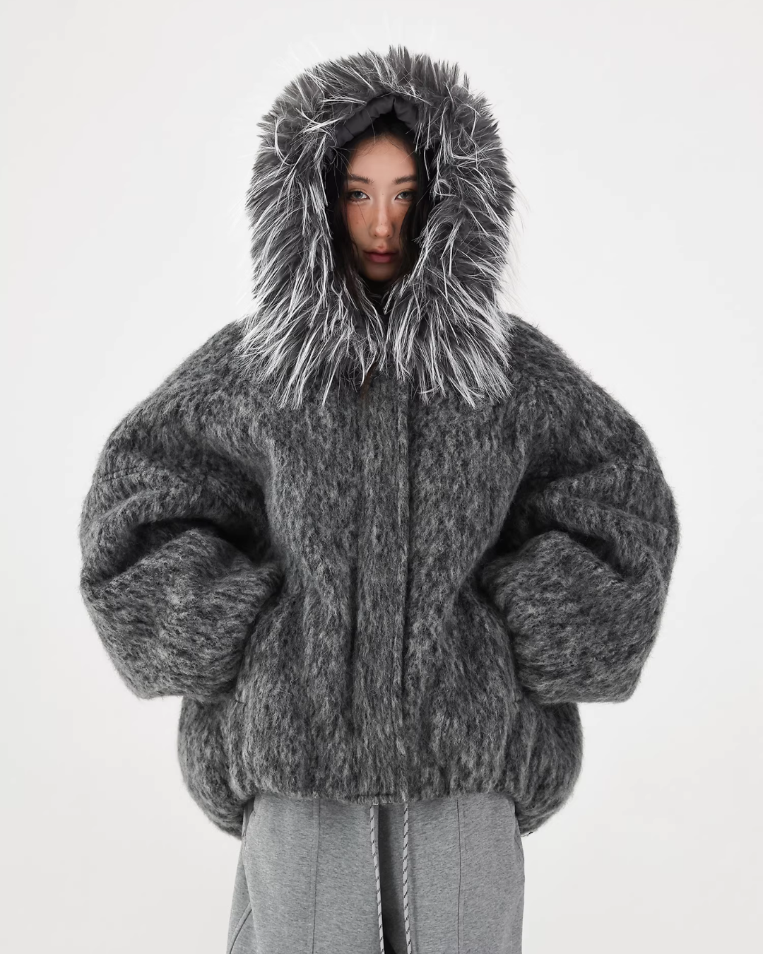 Fur Hood Knit Jacket ACS0357