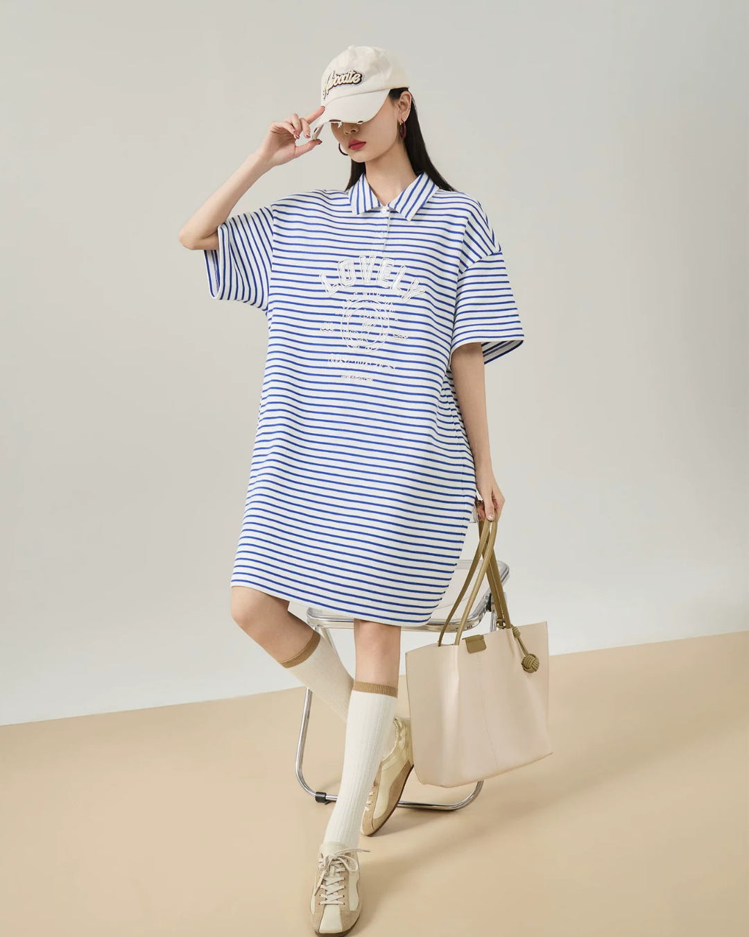 Striped Polo Shirt Mini Dress FER0296