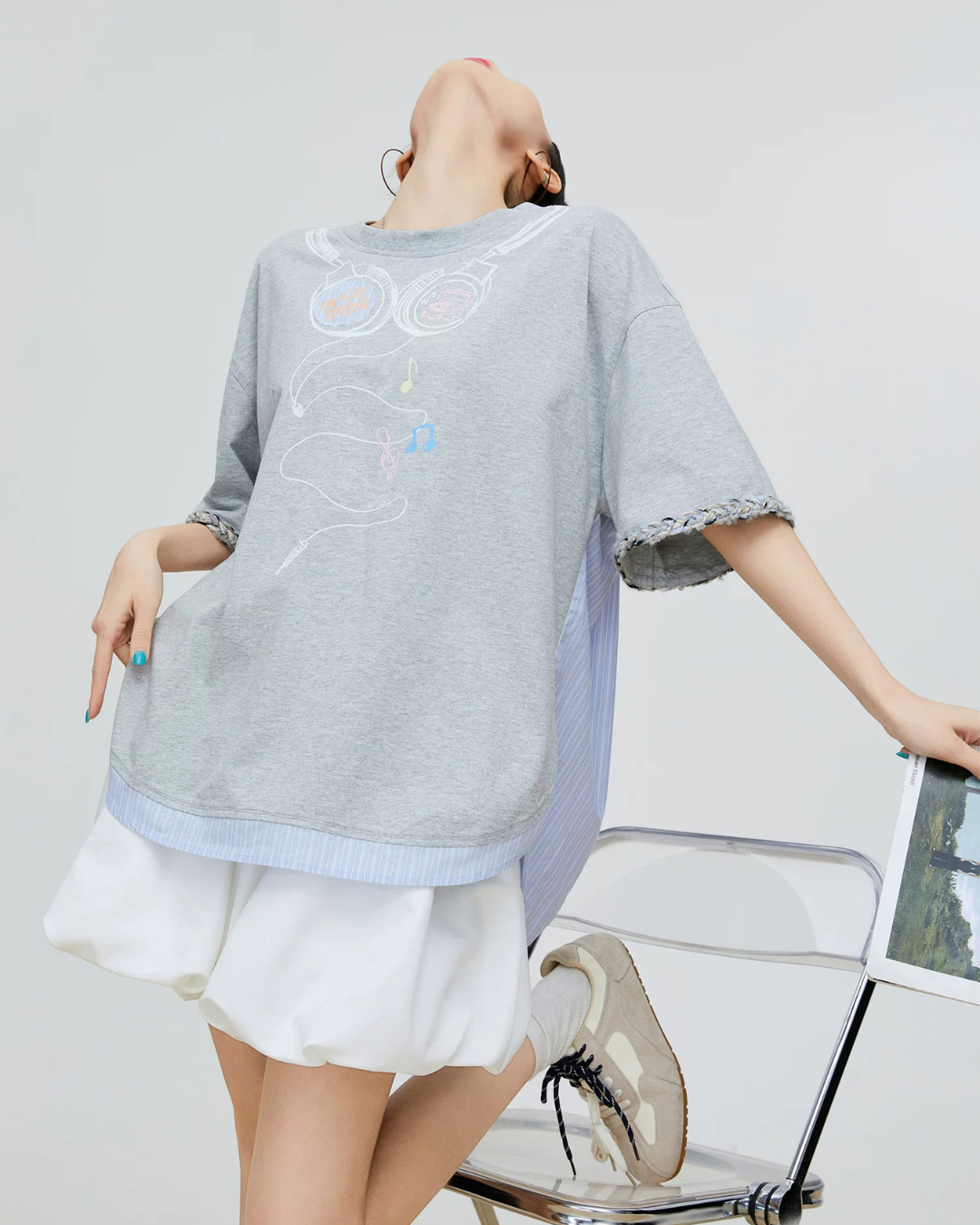Headphone Print Short-Sleeve T-Shirt FER0168
