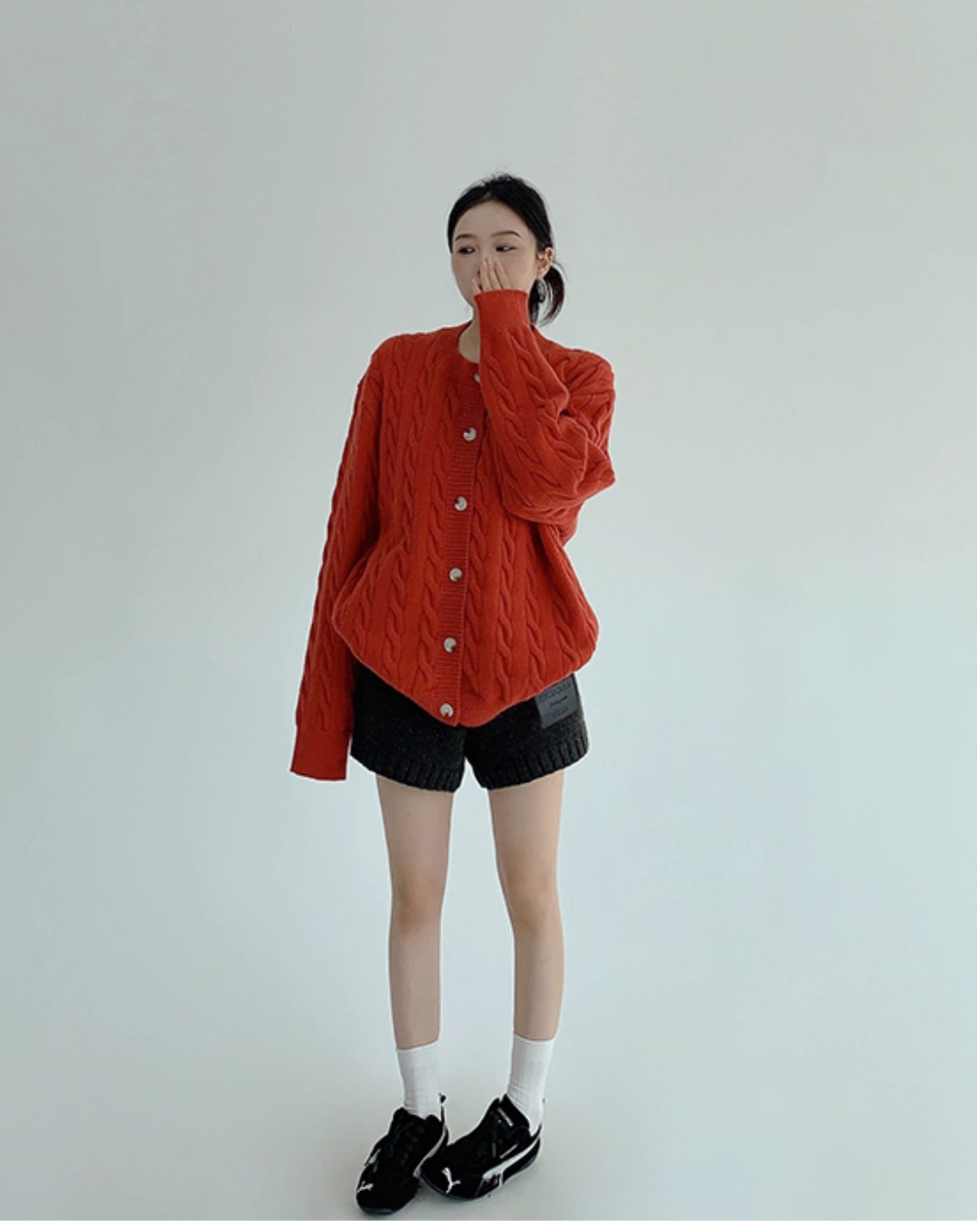 Round Neck Cable Knit Cardigan YLS0978