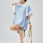 Plaid Patchwork Short-Sleeve Shirt FER0178