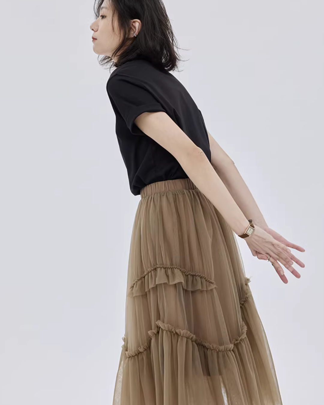 Ruffled Mid-Length Skirt SHN0028