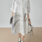 Hand-Drawn Art Print Shirt Dress FER0179