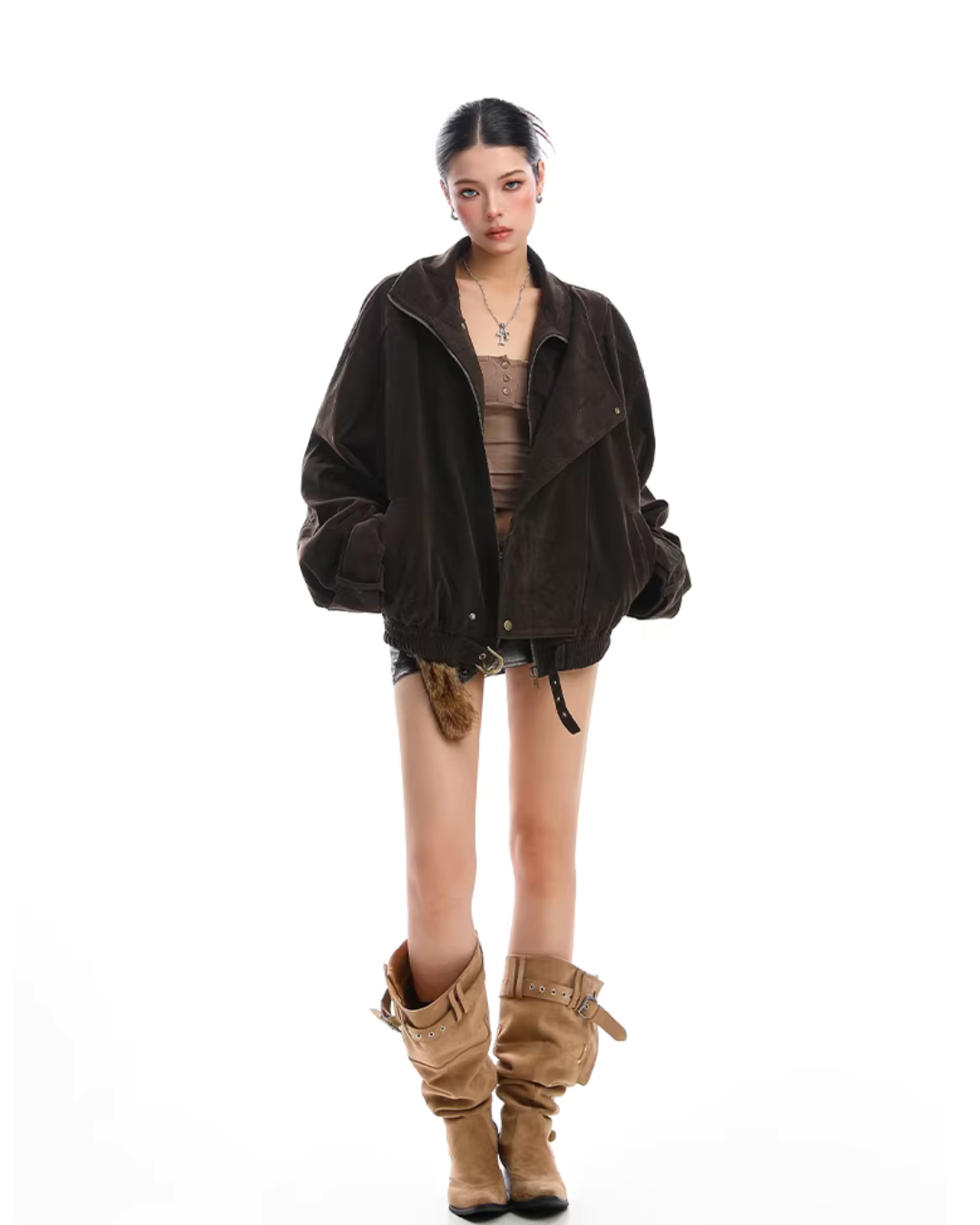 Suede Fleece Stand Collar Jacket BGS0045