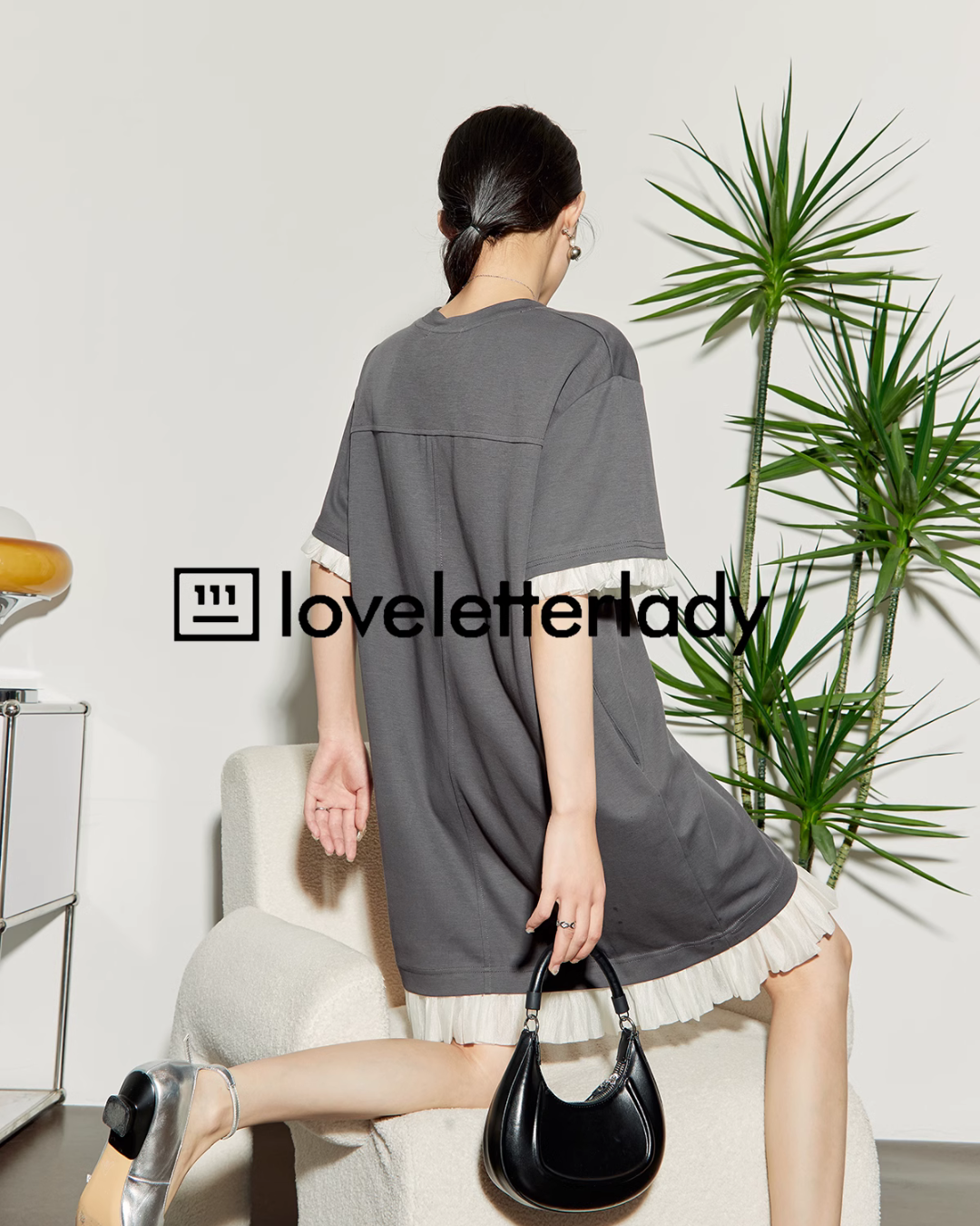 Gray Character Print Dress LLA0214