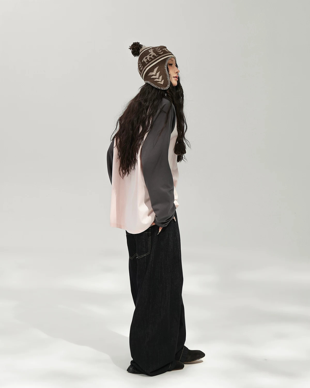 Henley Neck Raglan Sleeve Long-Sleeve T-Shirt ACS0382