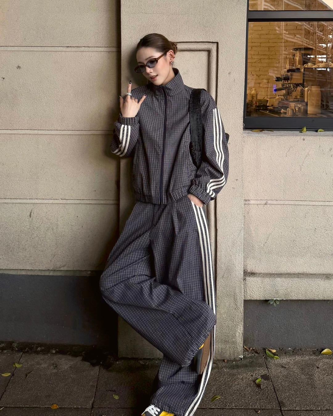 Vintage Plaid Stand Collar Jacket / Casual Pants WWP0017