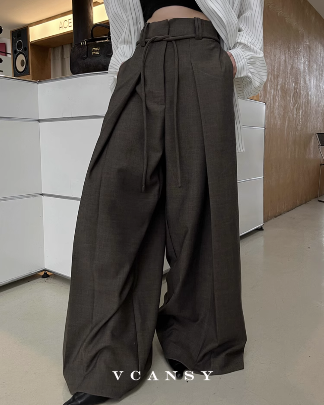 Retro High Waist Wide Pants VCY0063