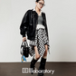 Vintage Leather Jacket / Asymmetrical Check Skirt LLA0528