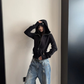 High-Neck Hooded Zip-Up Hoodie YLS1057