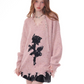 Front Rose Design Loose Knit ZZF0342