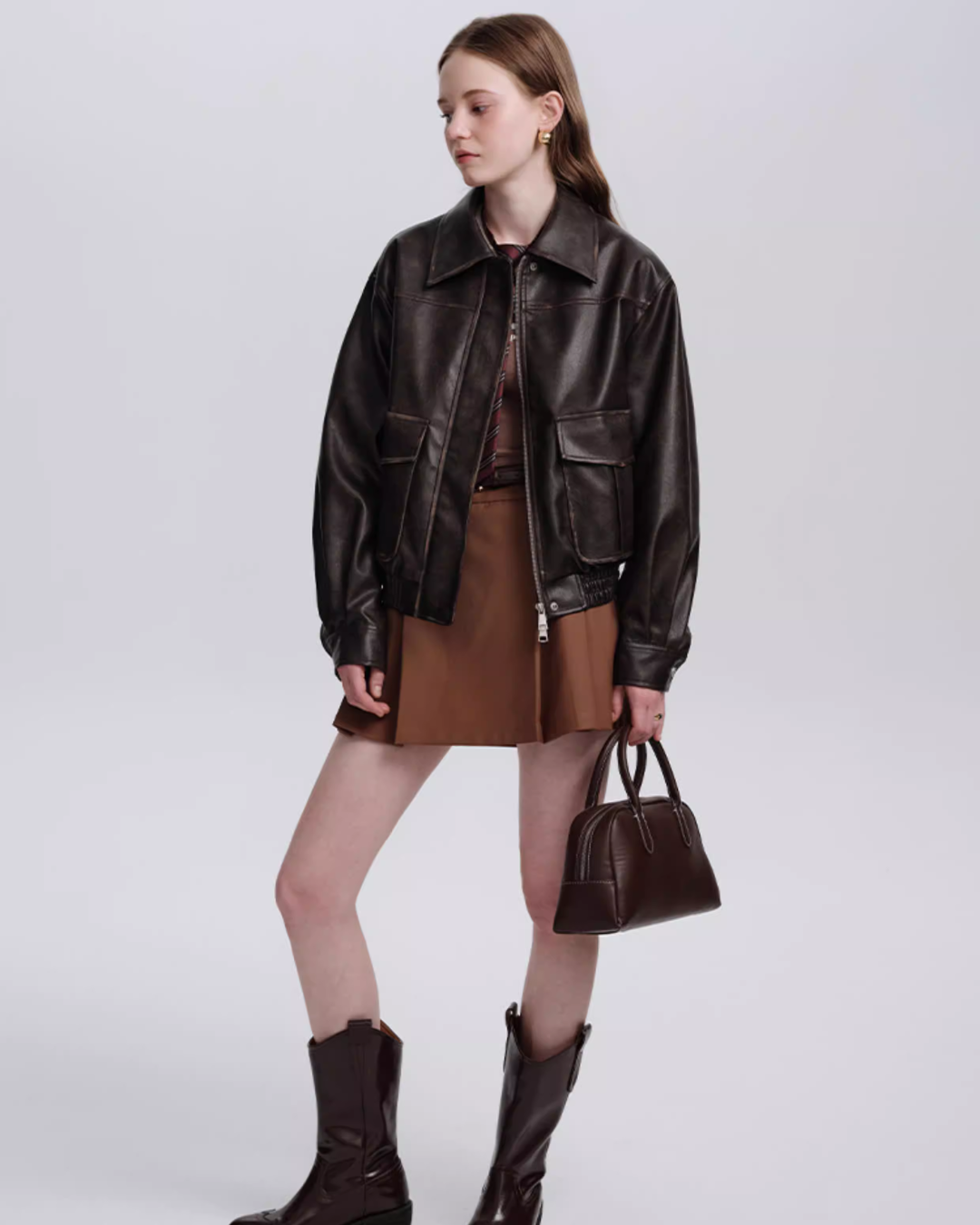 Retro Brown Leather Jacket DEP0003