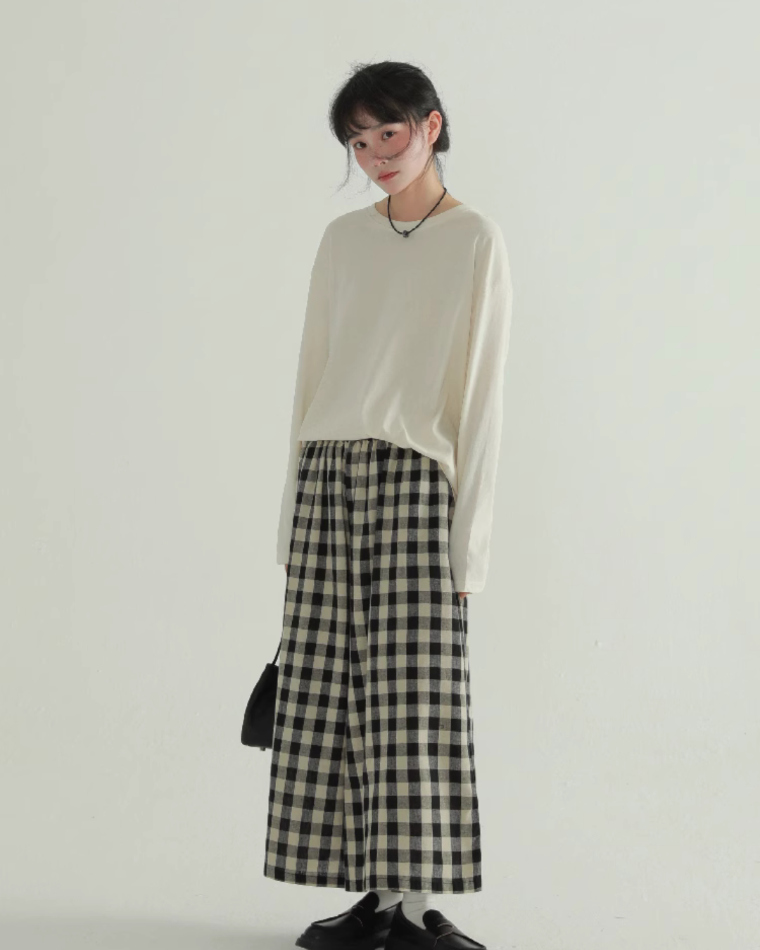 Plaid Linen Wide Pants EPR0003