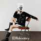 V-Neck Knit Cardigan / Leather Mini Skirt LLA0526