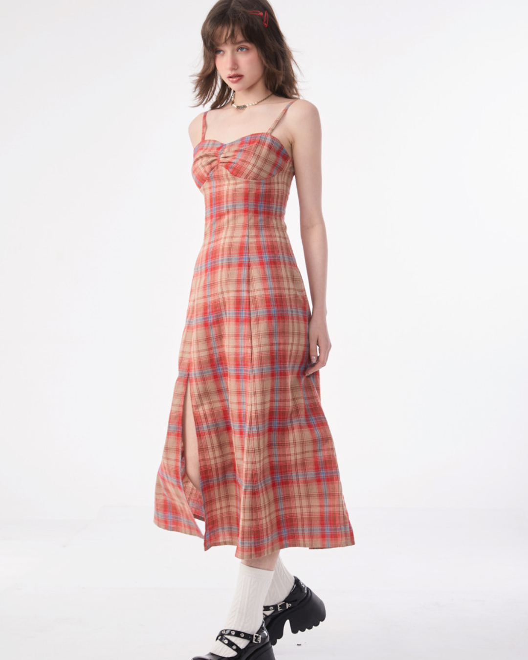 Retro Plaid Camisole Dress ZZF0199