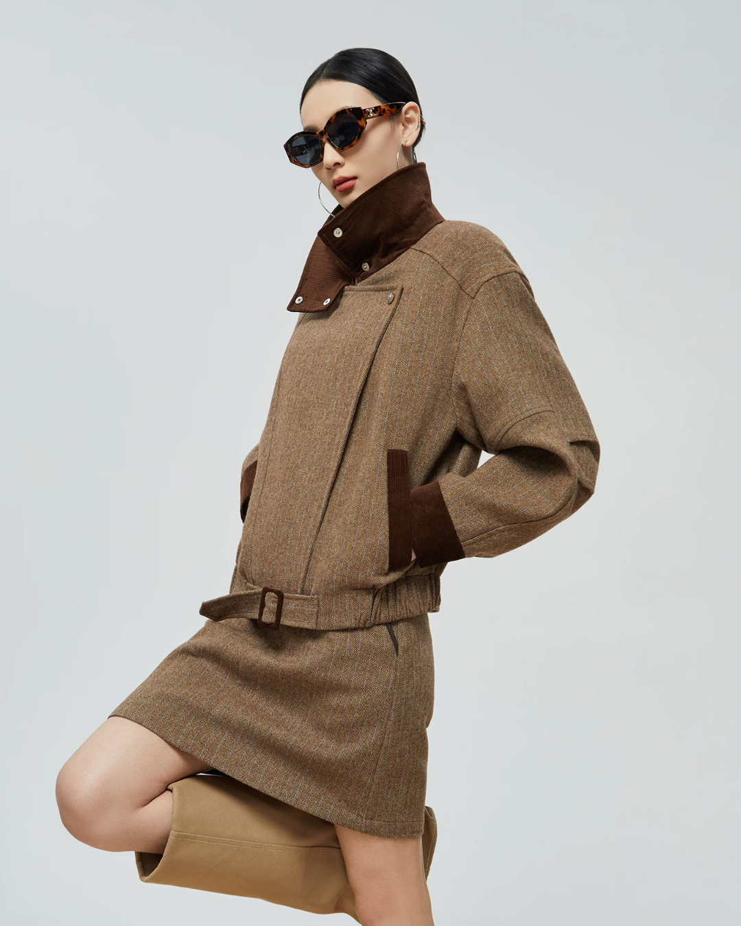 Wool-Like Short Jacket / Mini Skirt FER0379