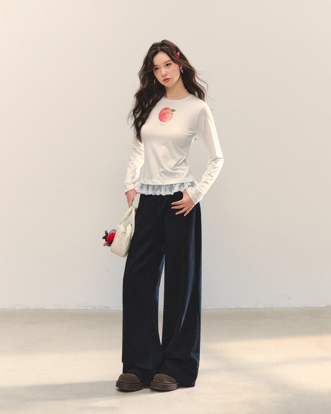 Fruit Print Long Sleeve Top / Wide Pants ASG0071