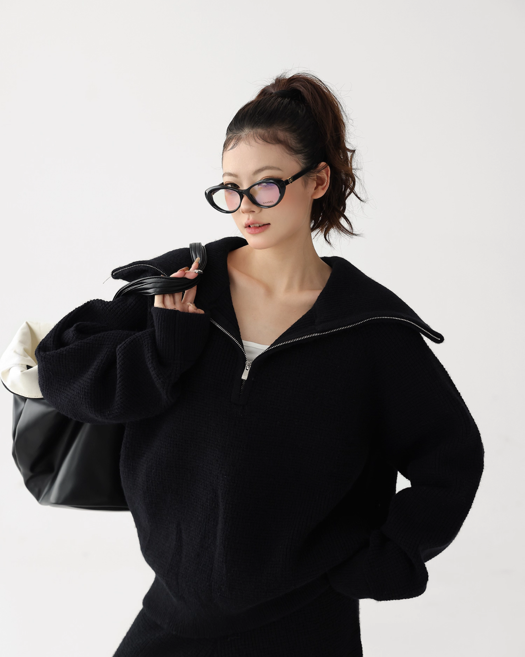 Half-Zip Knit Top / Loose Wide Pants ACS0336