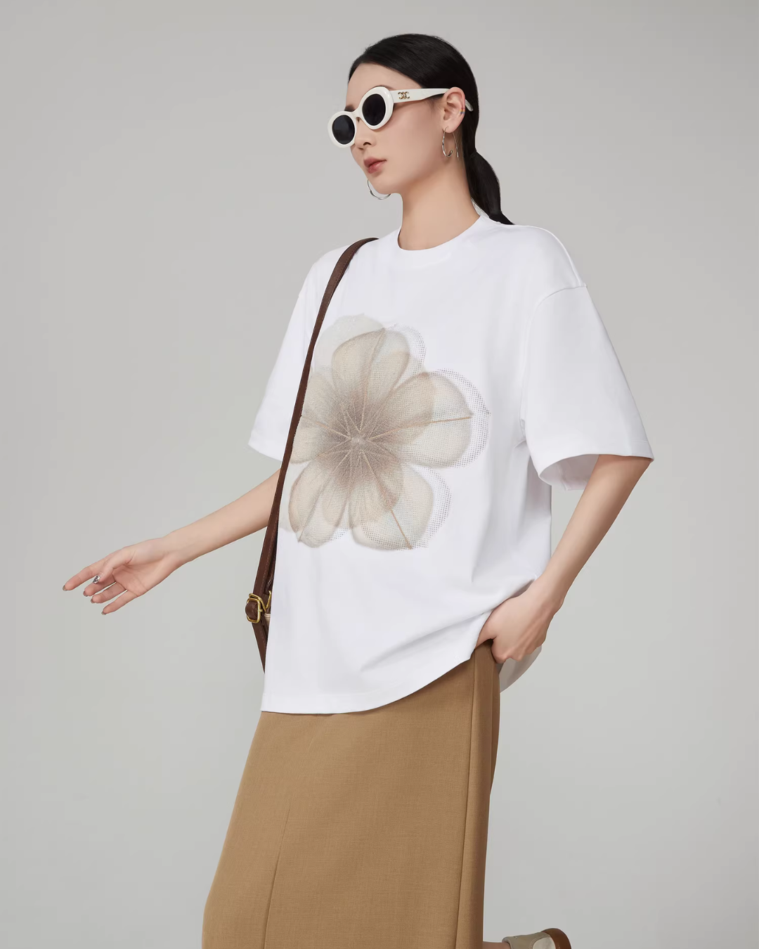 Flower Print Short-Sleeve T-Shirt FER0041