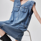 V-Neck Sleeveless Denim Dress FER0115