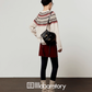 Nordic Crew Neck Knit/Suede Mini Skirt LLA0567