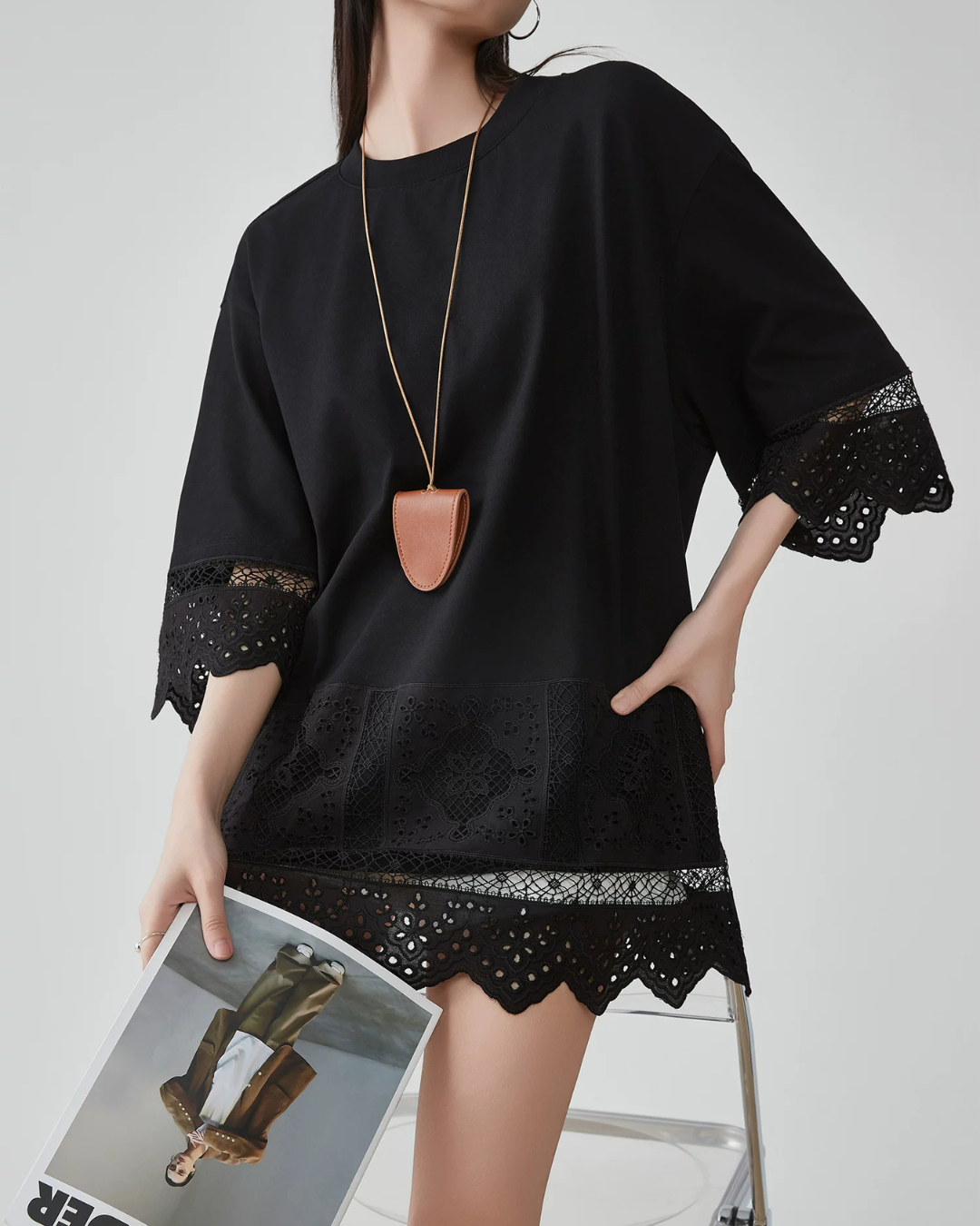 Scallop Lace Oversized Top FER0164