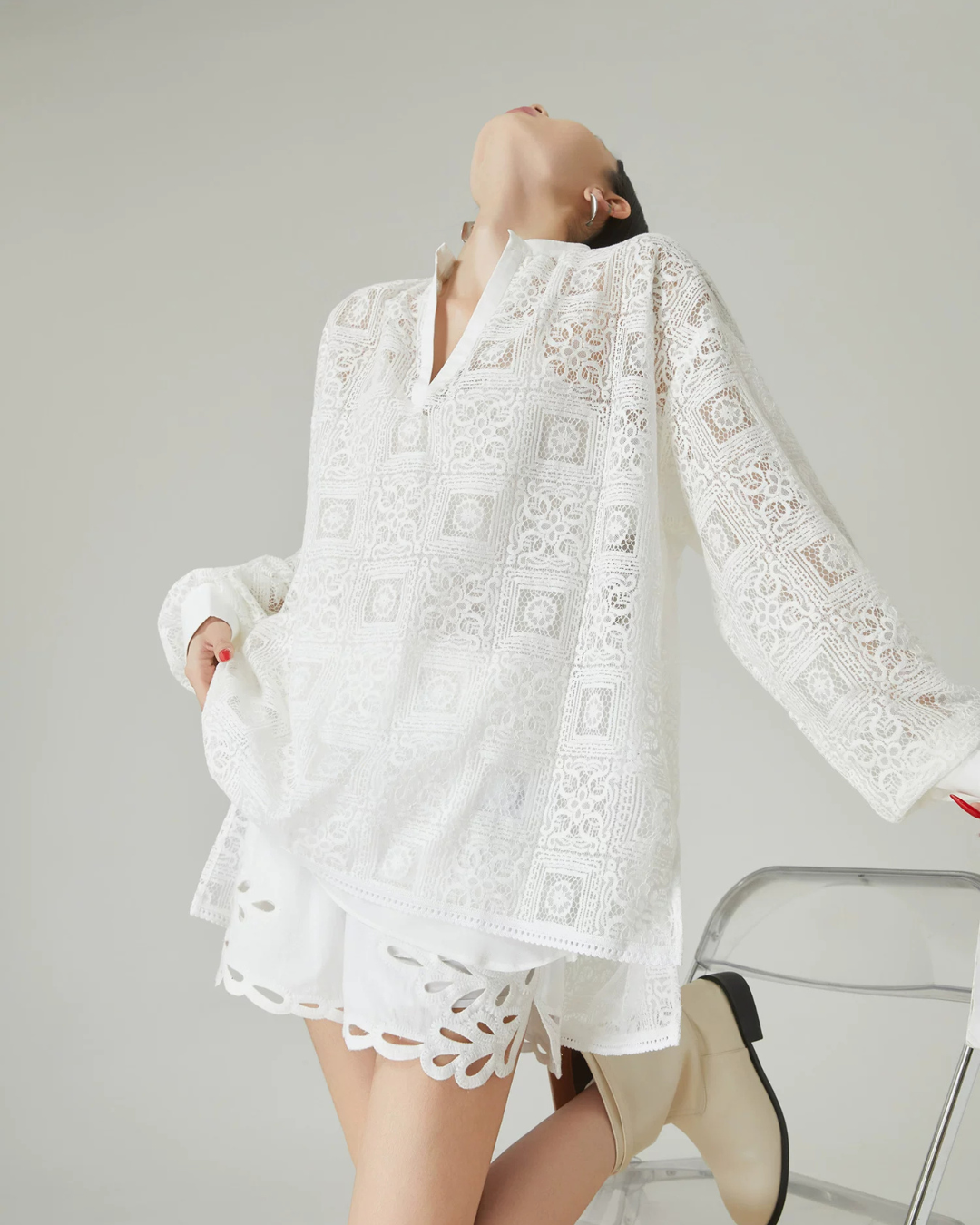 Patchwork Lace Shirt / Shorts FER0130